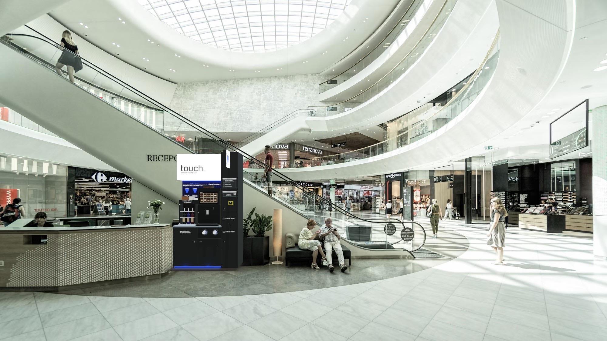 Shopping centre: touch coffee point in this kind of place